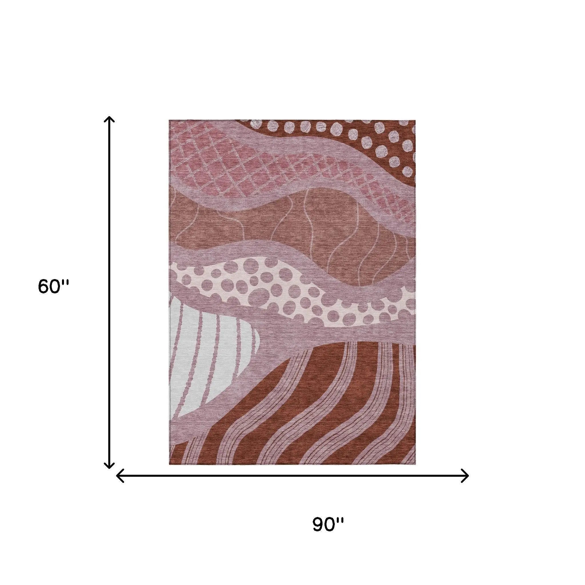 5' X 8' Blush And Brown Abstract Washable Indoor Outdoor Area Rug Homeroots Outdoor