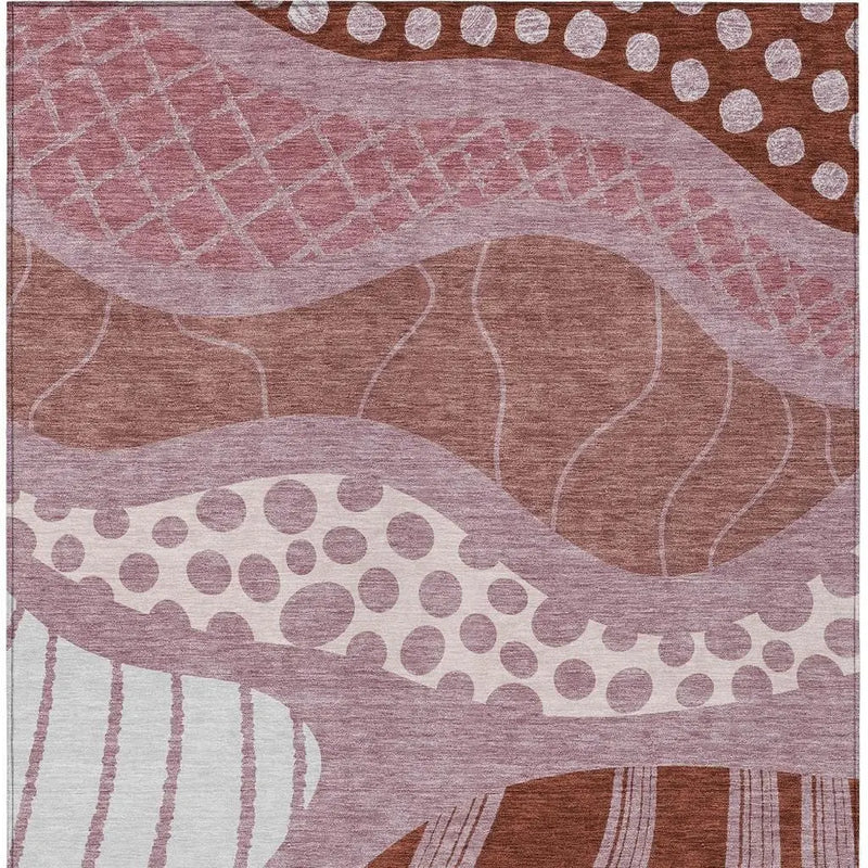 5' X 8' Blush And Brown Abstract Washable Indoor Outdoor Area Rug Homeroots Outdoor
