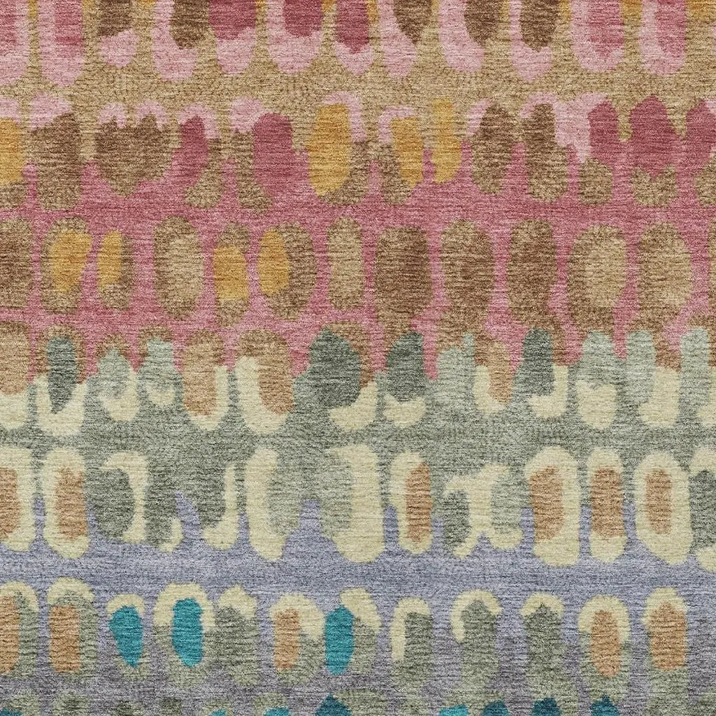 5' X 8' Blush And Copper Geometric Washable Indoor Outdoor Area Rug Homeroots Outdoor