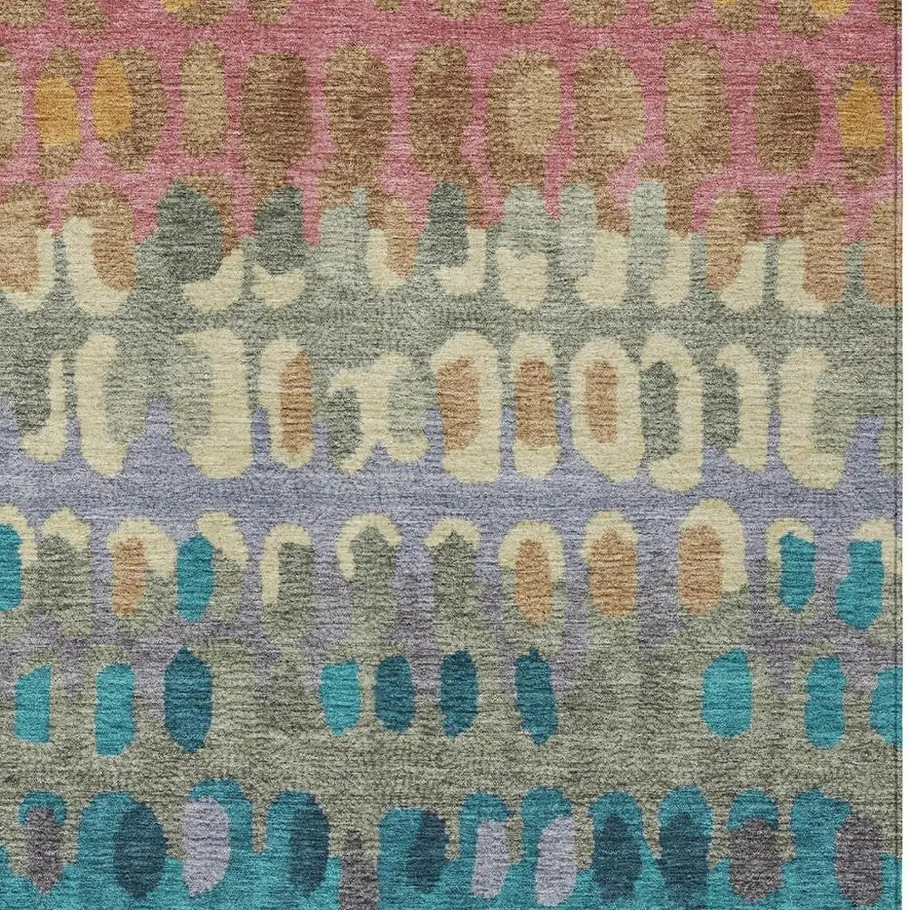 5' X 8' Blush And Copper Geometric Washable Indoor Outdoor Area Rug Homeroots Outdoor