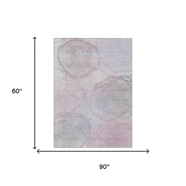 5' X 8' Blush And Gray Abstract Washable Indoor Outdoor Area Rug Homeroots Outdoor