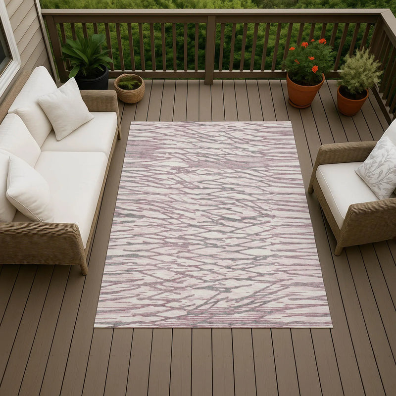 5' X 8' Blush And Pink Abstract Washable Indoor Outdoor Area Rug Homeroots Outdoor