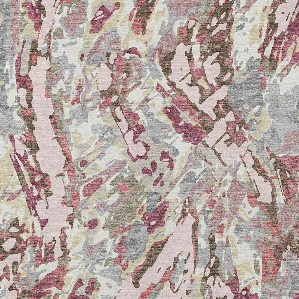 5' X 8' Blush And Pink Abstract Washable Indoor Outdoor Area Rug Homeroots Outdoor