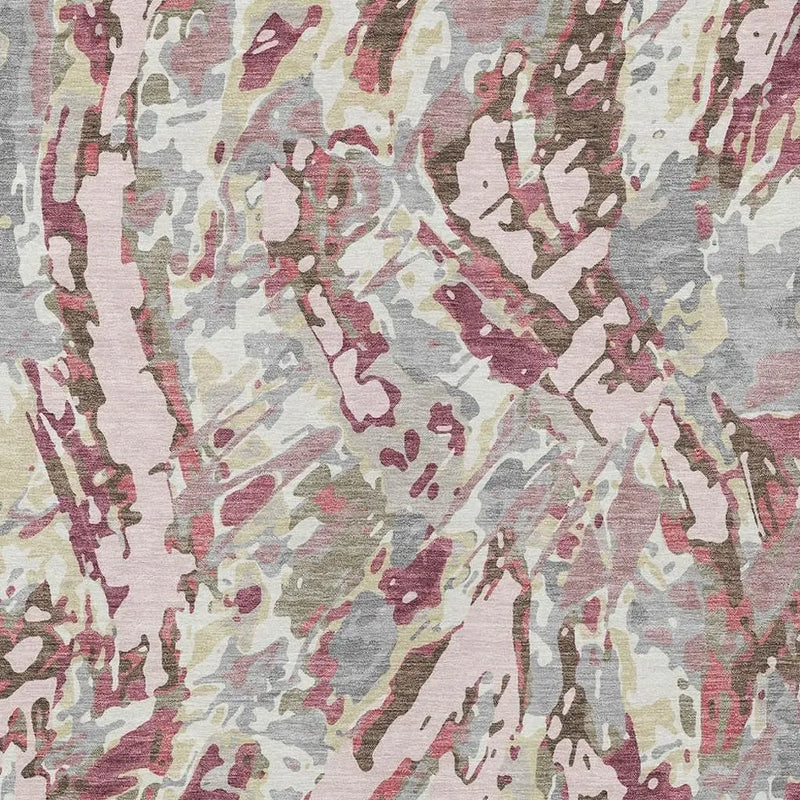 5' X 8' Blush And Pink Abstract Washable Indoor Outdoor Area Rug Homeroots Outdoor