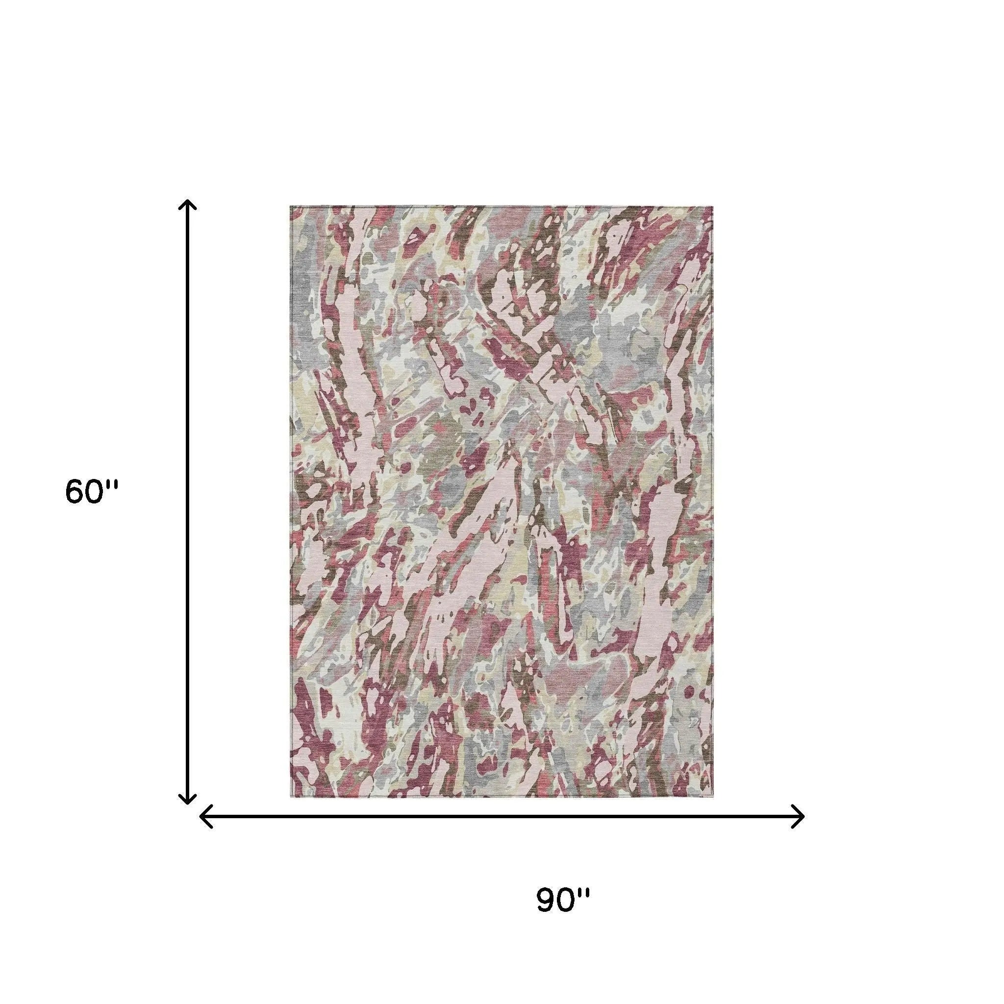 5' X 8' Blush And Pink Abstract Washable Indoor Outdoor Area Rug Homeroots Outdoor