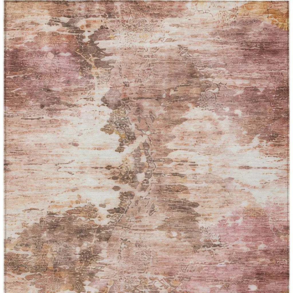 5' X 8' Blush And Pink Abstract Washable Indoor Outdoor Area Rug Homeroots Outdoor