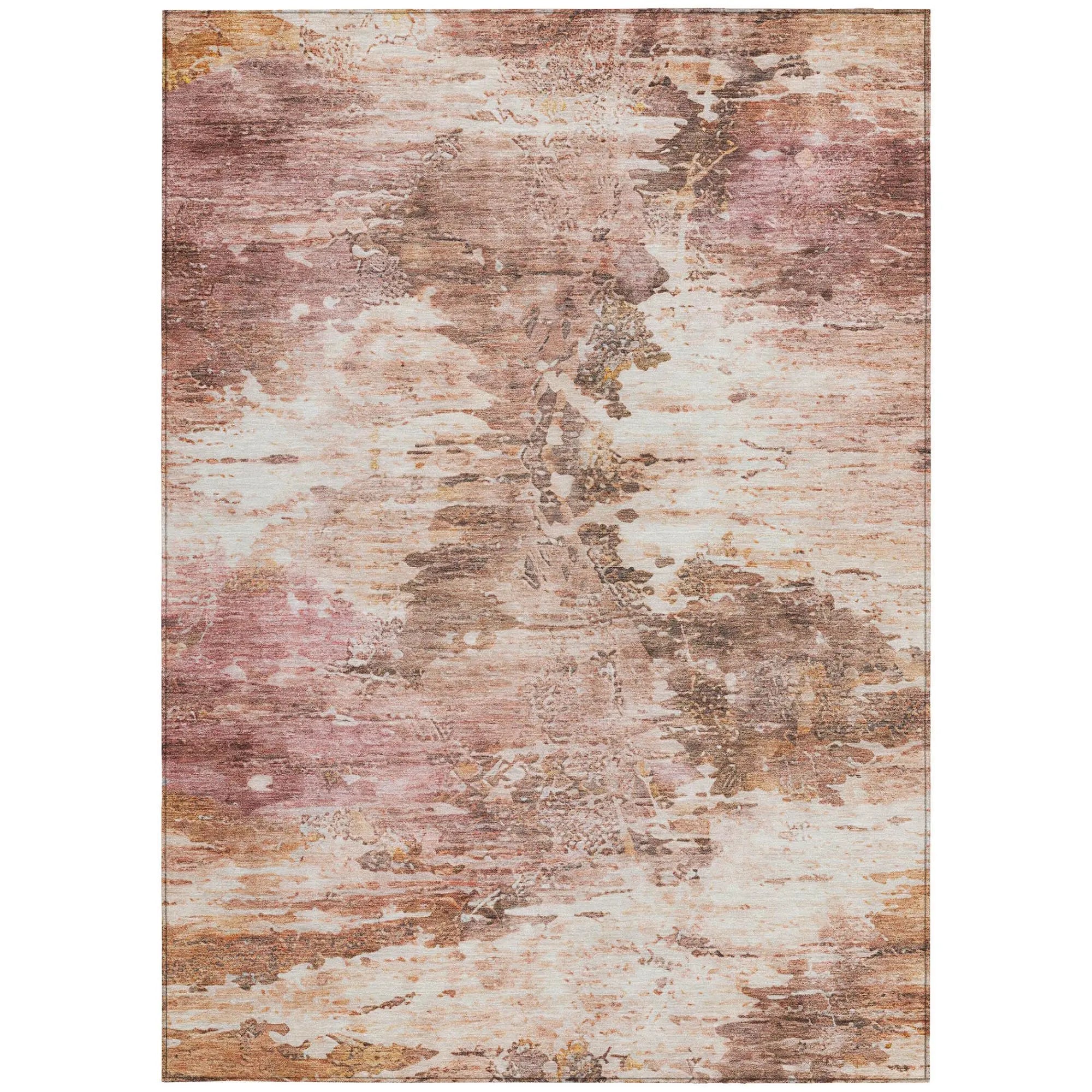 5' X 8' Blush And Pink Abstract Washable Indoor Outdoor Area Rug Homeroots Outdoor