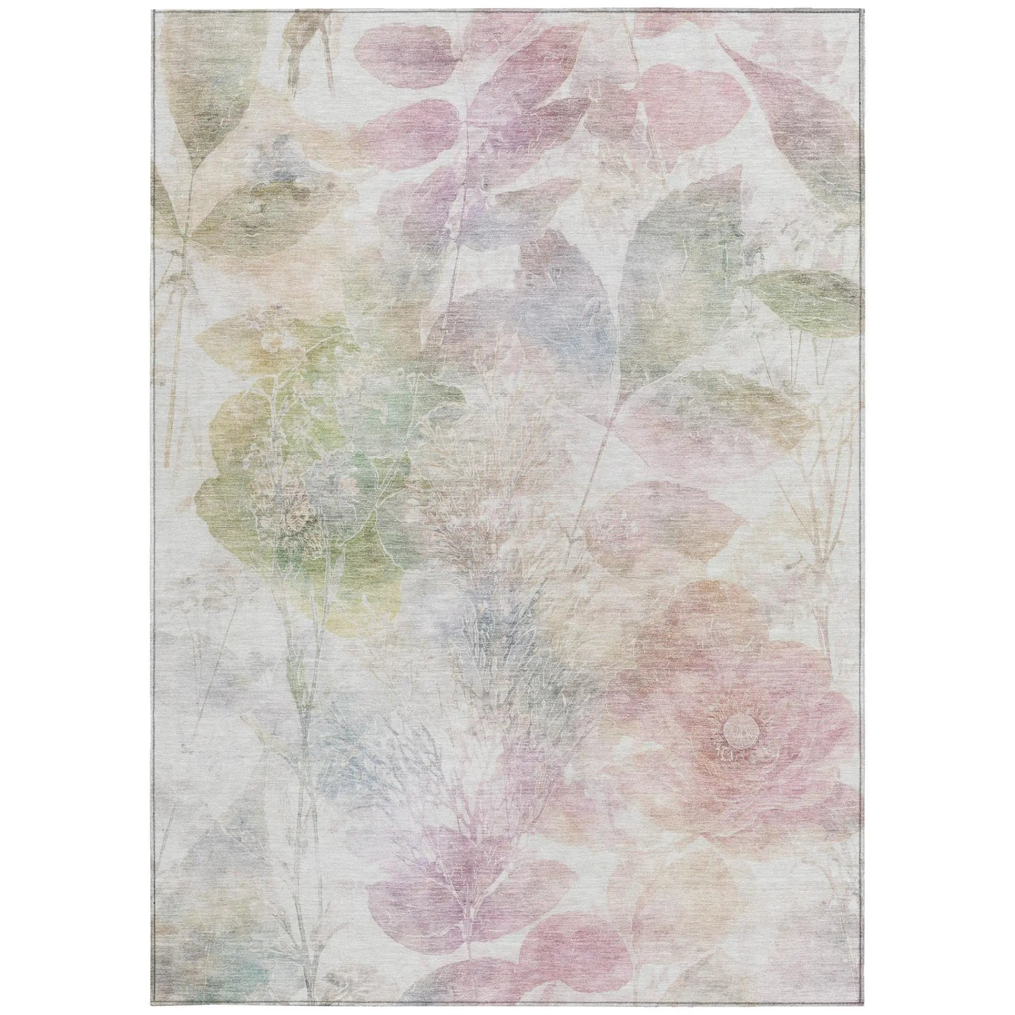5' X 8' Blush And Pink Floral Washable Indoor Outdoor Area Rug Homeroots Outdoor