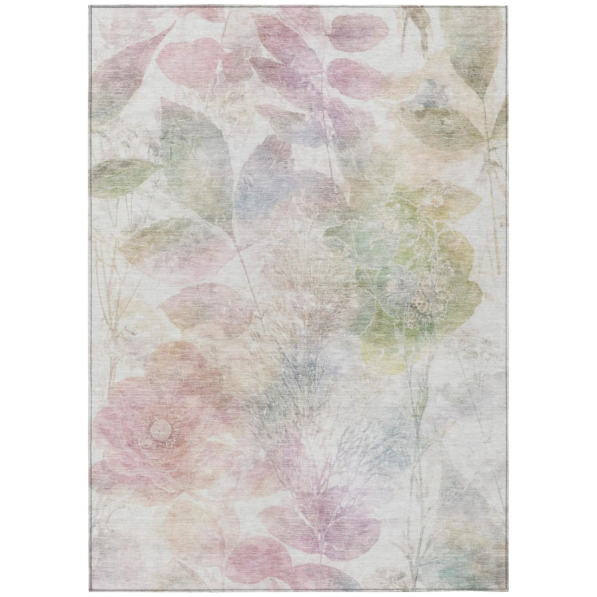 5' X 8' Blush And Pink Floral Washable Indoor Outdoor Area Rug Homeroots Outdoor