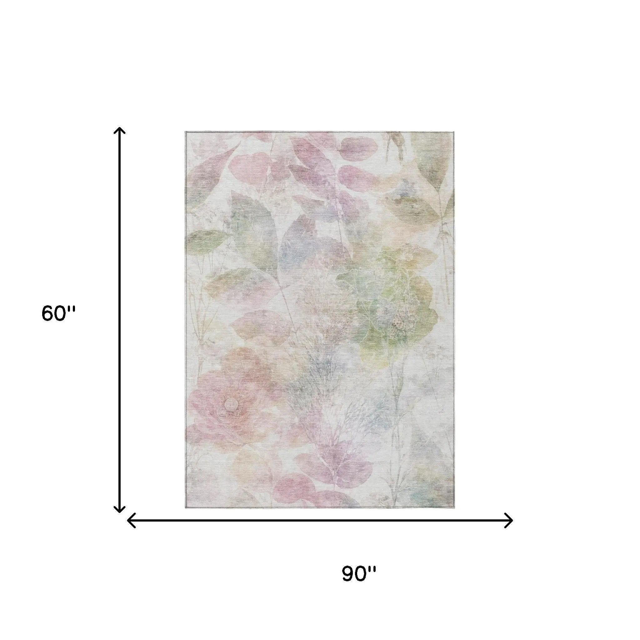 5' X 8' Blush And Pink Floral Washable Indoor Outdoor Area Rug Homeroots Outdoor