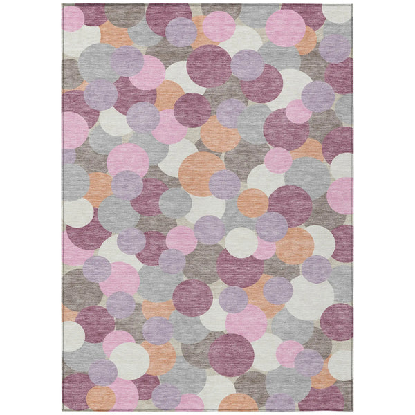 5' X 8' Blush And Pink Geometric Washable Indoor Outdoor Area Rug Homeroots Outdoor
