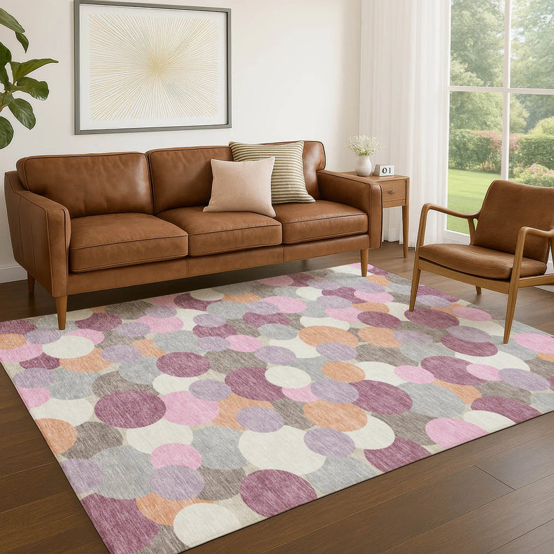 5' X 8' Blush And Pink Geometric Washable Indoor Outdoor Area Rug Homeroots Outdoor