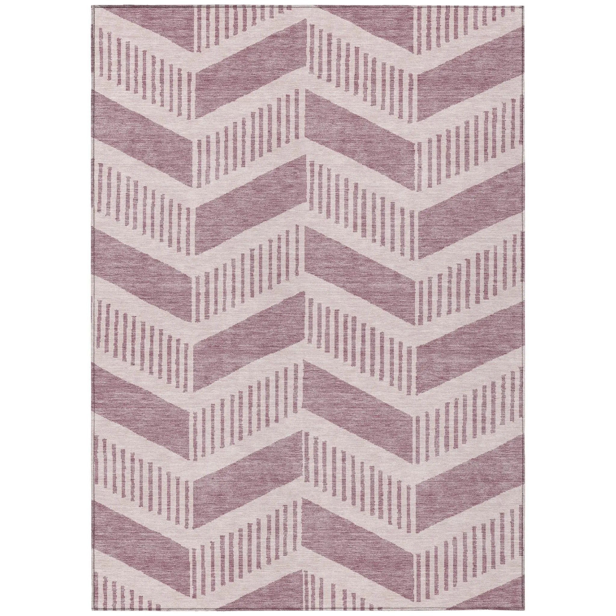 5' X 8' Blush And Pink Geometric Washable Indoor Outdoor Area Rug Homeroots Outdoor