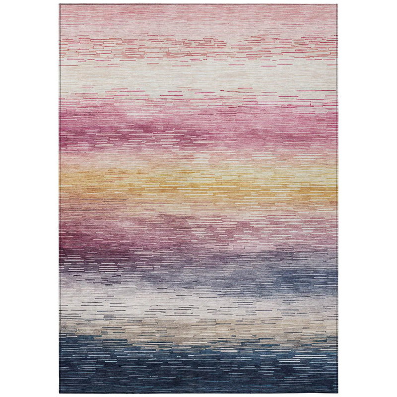 5' X 8' Blush And Pink Striped Washable Indoor Outdoor Area Rug Homeroots Outdoor