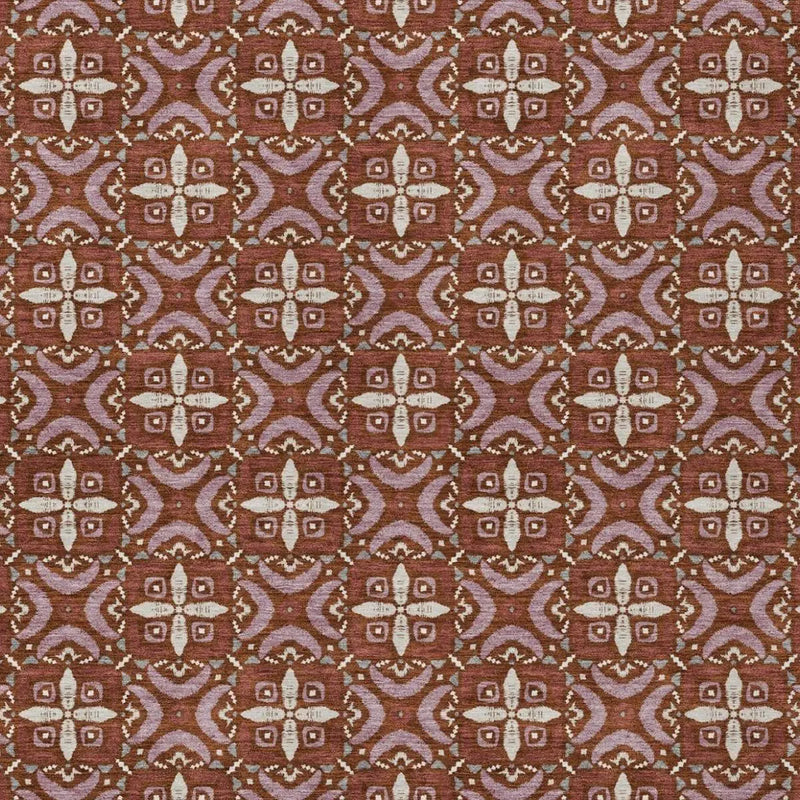 5' X 8' Brick Red And Red Geometric Washable Indoor Outdoor Area Rug Homeroots Outdoor