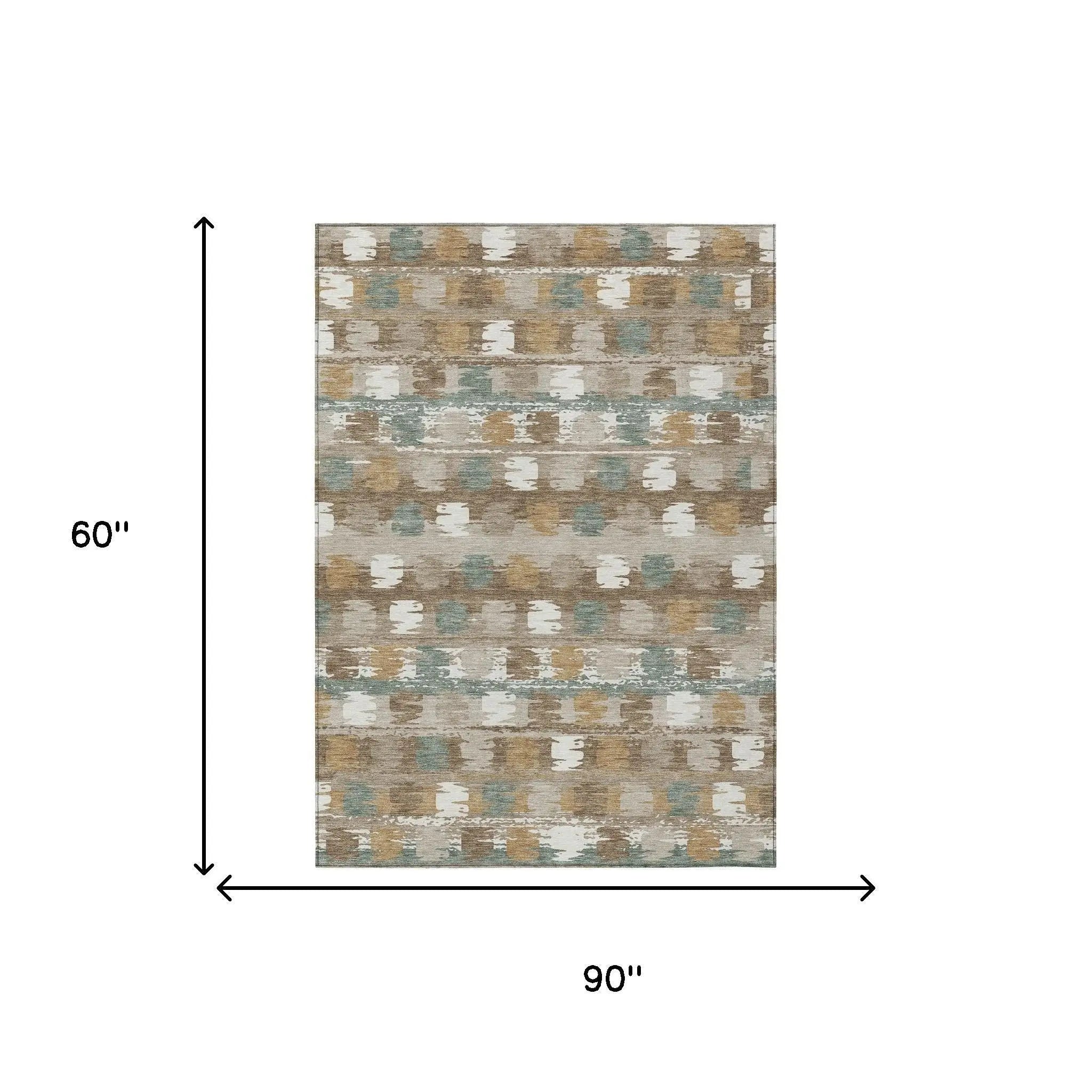 5' X 8' Brown And Aqua Abstract Washable Indoor Outdoor Area Rug Homeroots Outdoor
