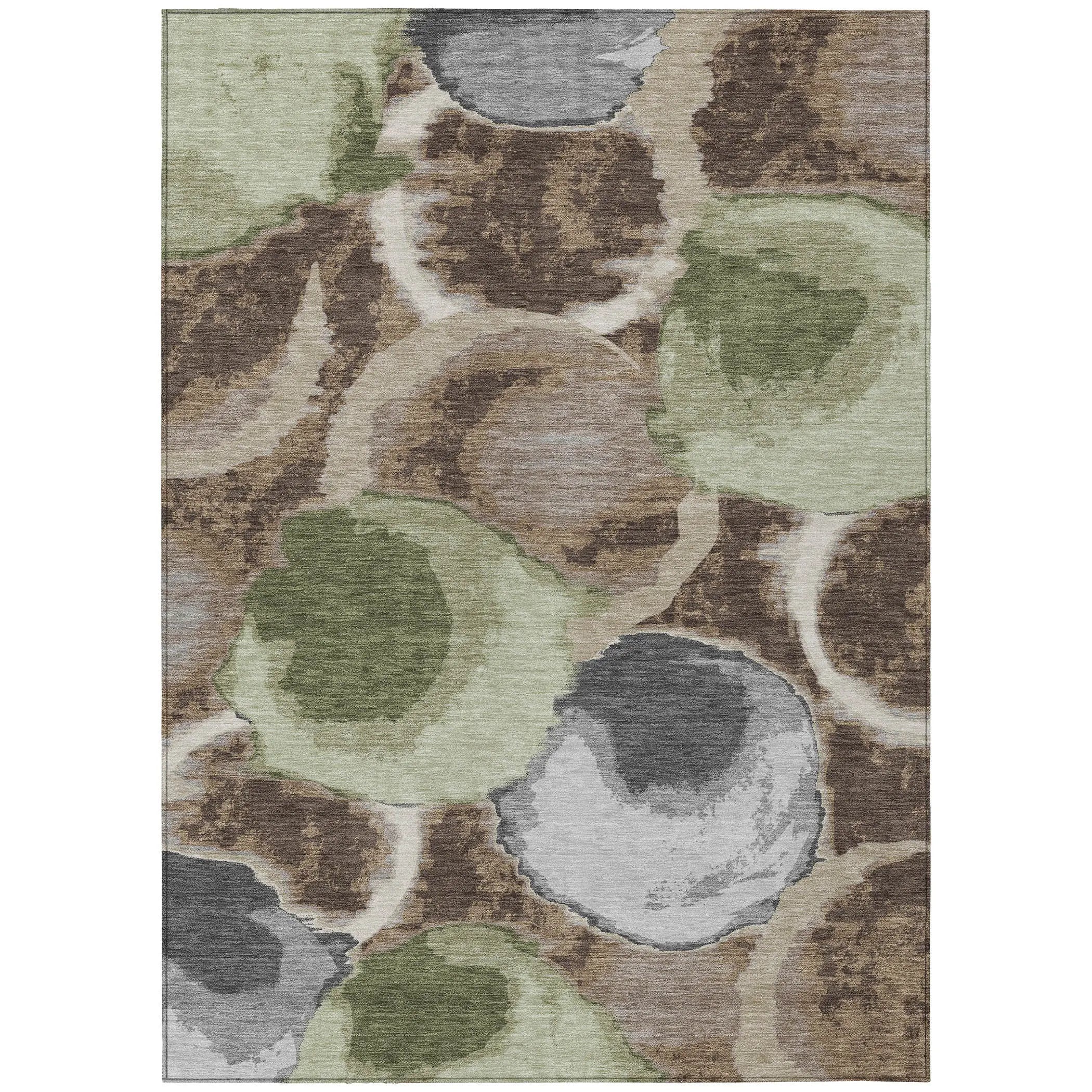 5' X 8' Brown And Beige Abstract Washable Indoor Outdoor Area Rug Homeroots Outdoor