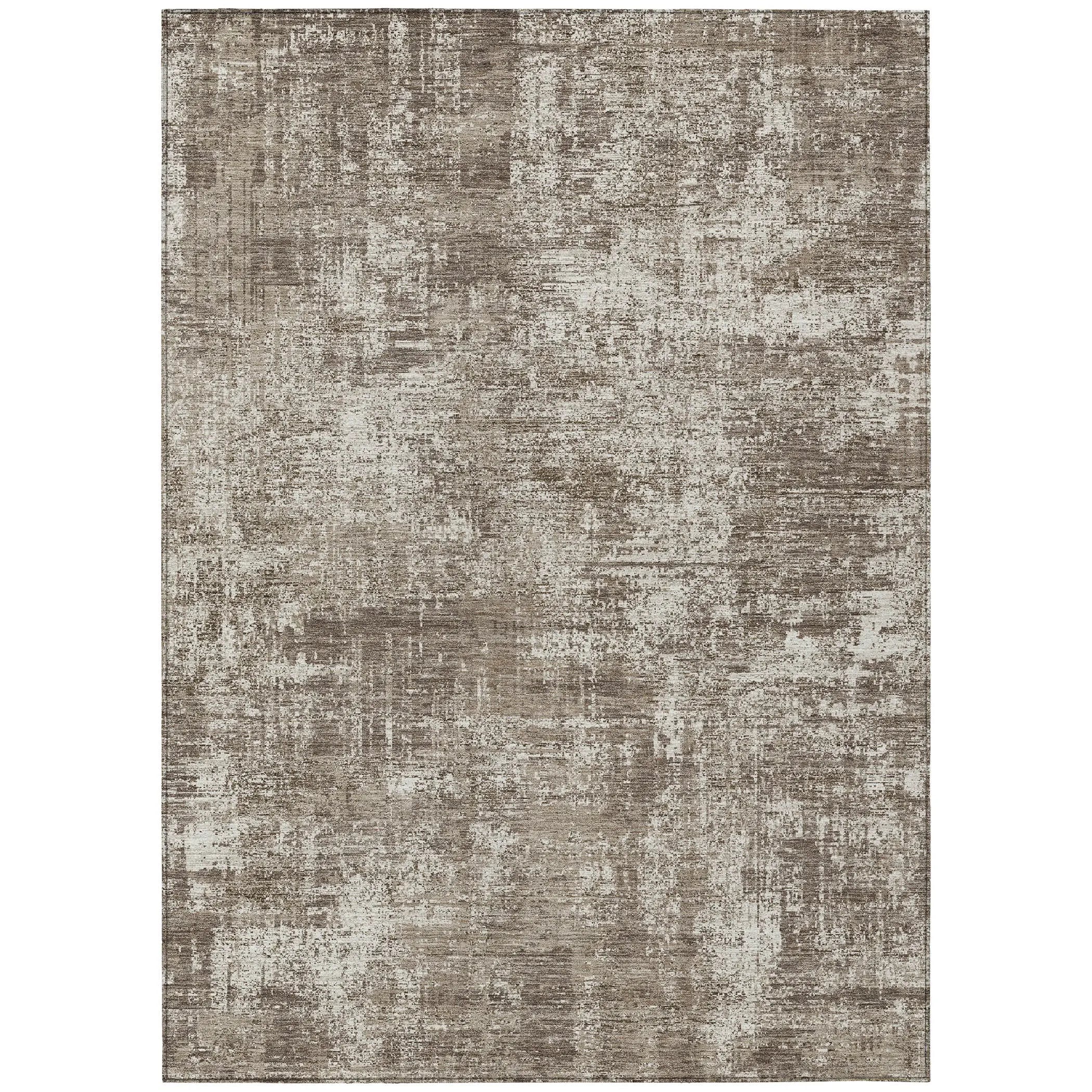 5' X 8' Brown And Beige Abstract Washable Indoor Outdoor Area Rug Homeroots Outdoor