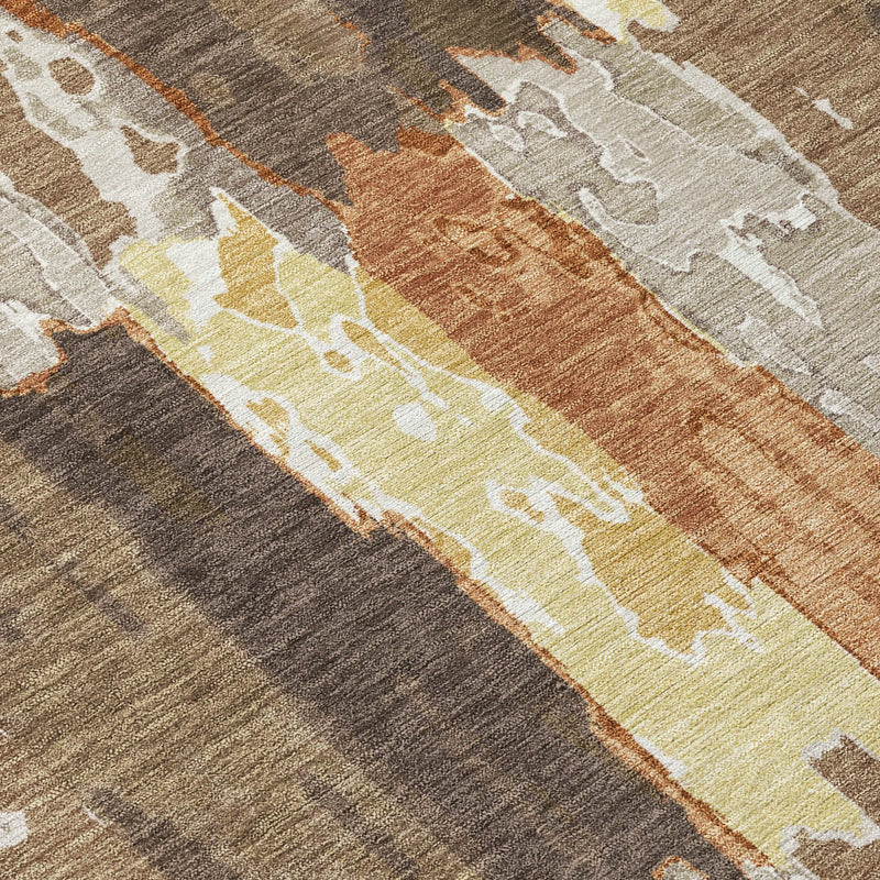5' X 8' Brown And Beige Abstract Washable Indoor Outdoor Area Rug Homeroots Outdoor