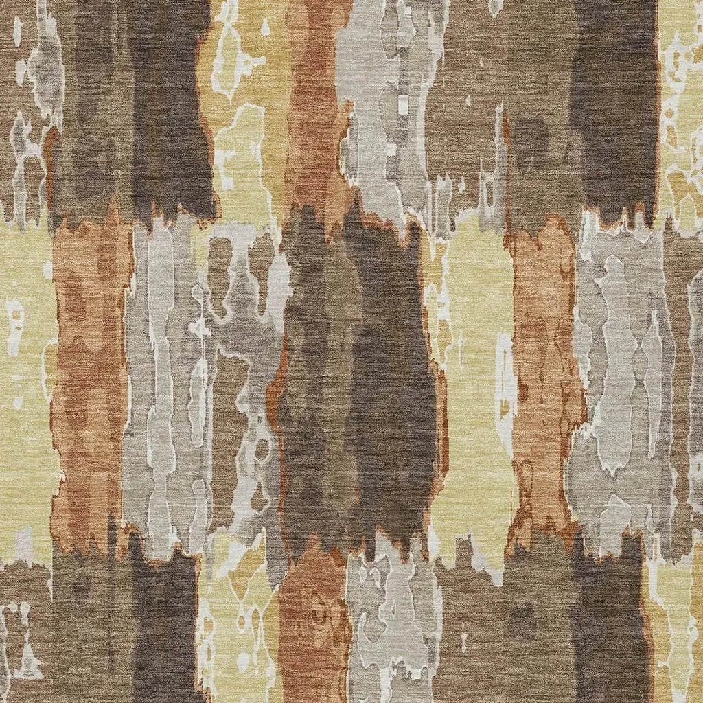 5' X 8' Brown And Beige Abstract Washable Indoor Outdoor Area Rug Homeroots Outdoor