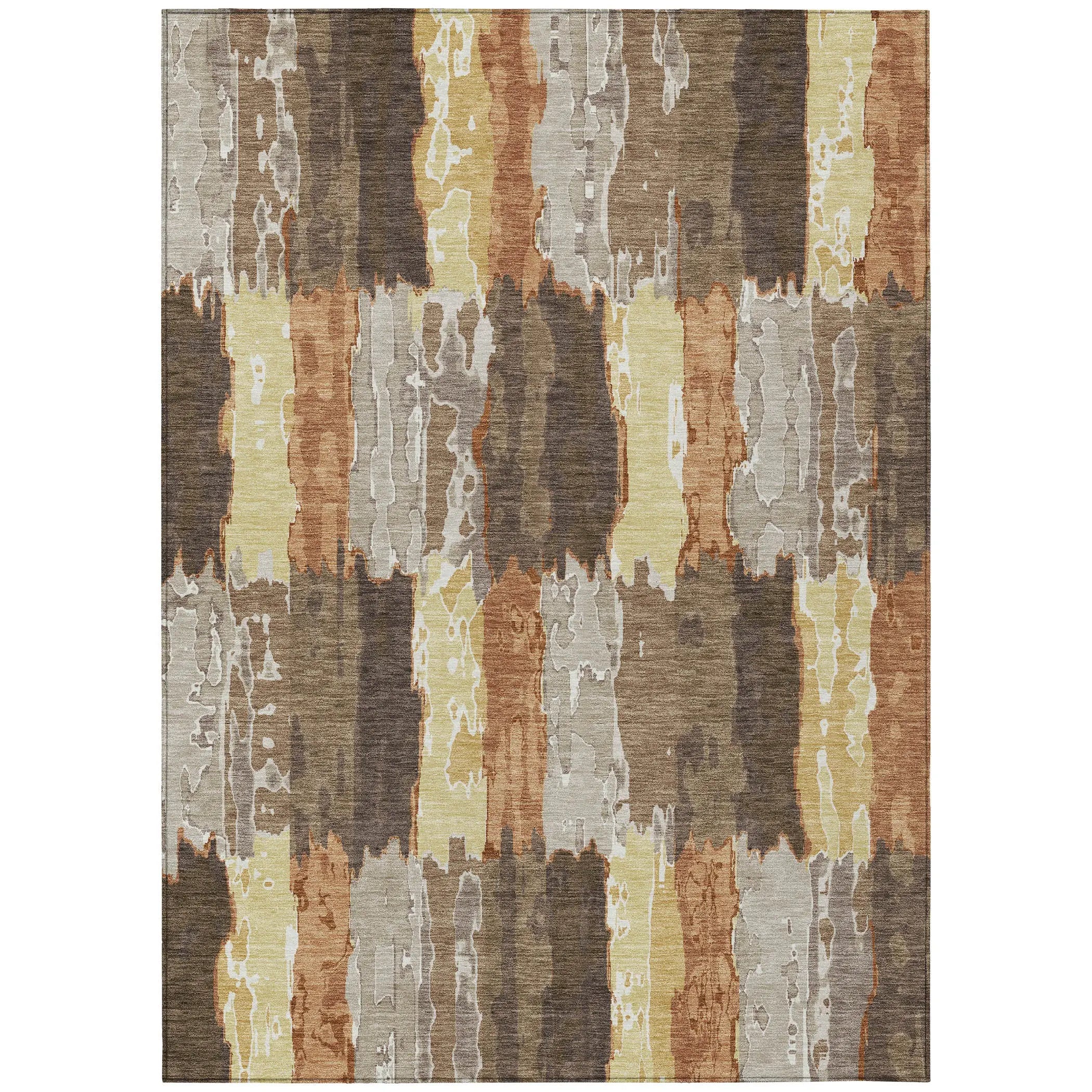 5' X 8' Brown And Beige Abstract Washable Indoor Outdoor Area Rug Homeroots Outdoor