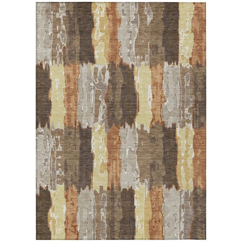 5' X 8' Brown And Beige Abstract Washable Indoor Outdoor Area Rug Homeroots Outdoor
