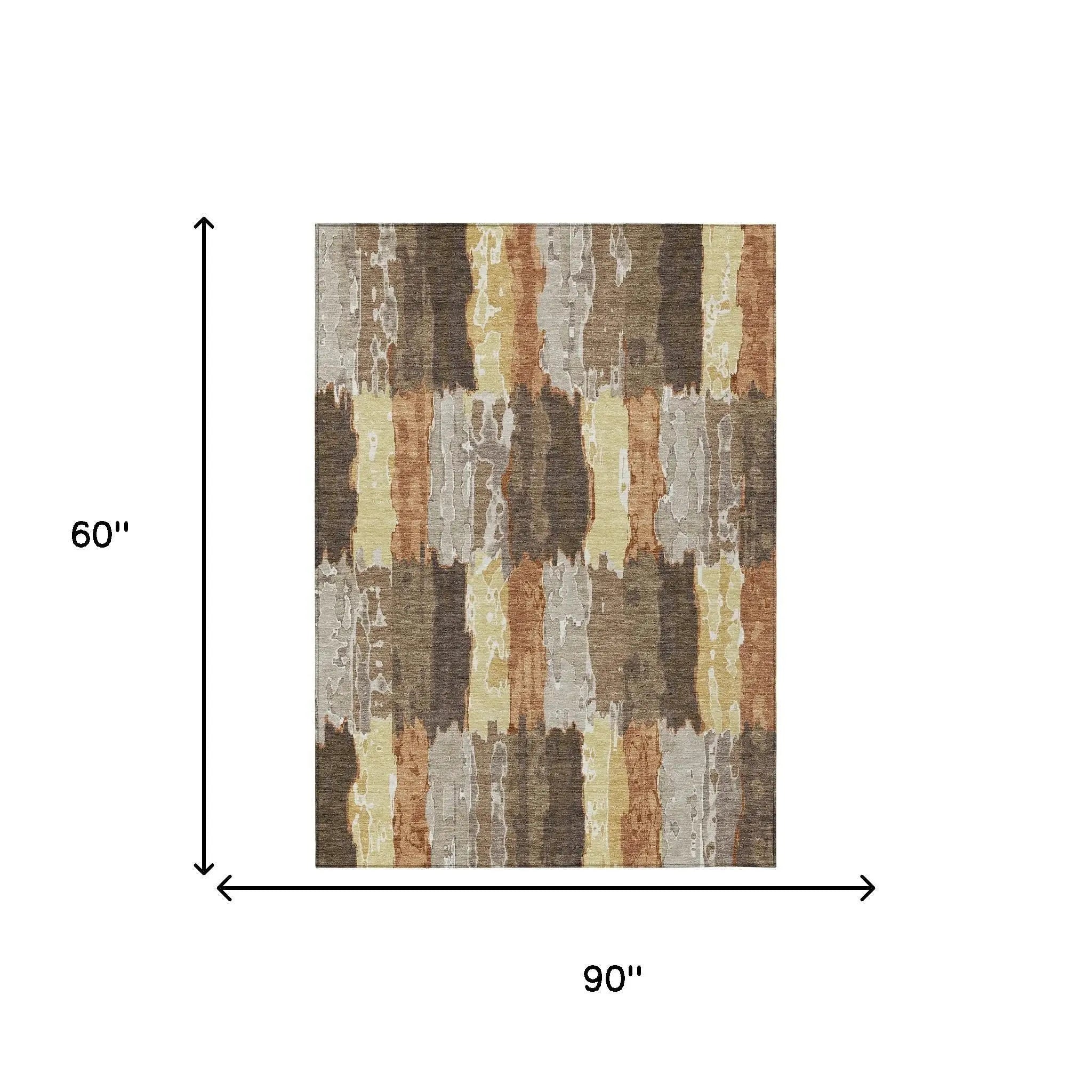 5' X 8' Brown And Beige Abstract Washable Indoor Outdoor Area Rug Homeroots Outdoor