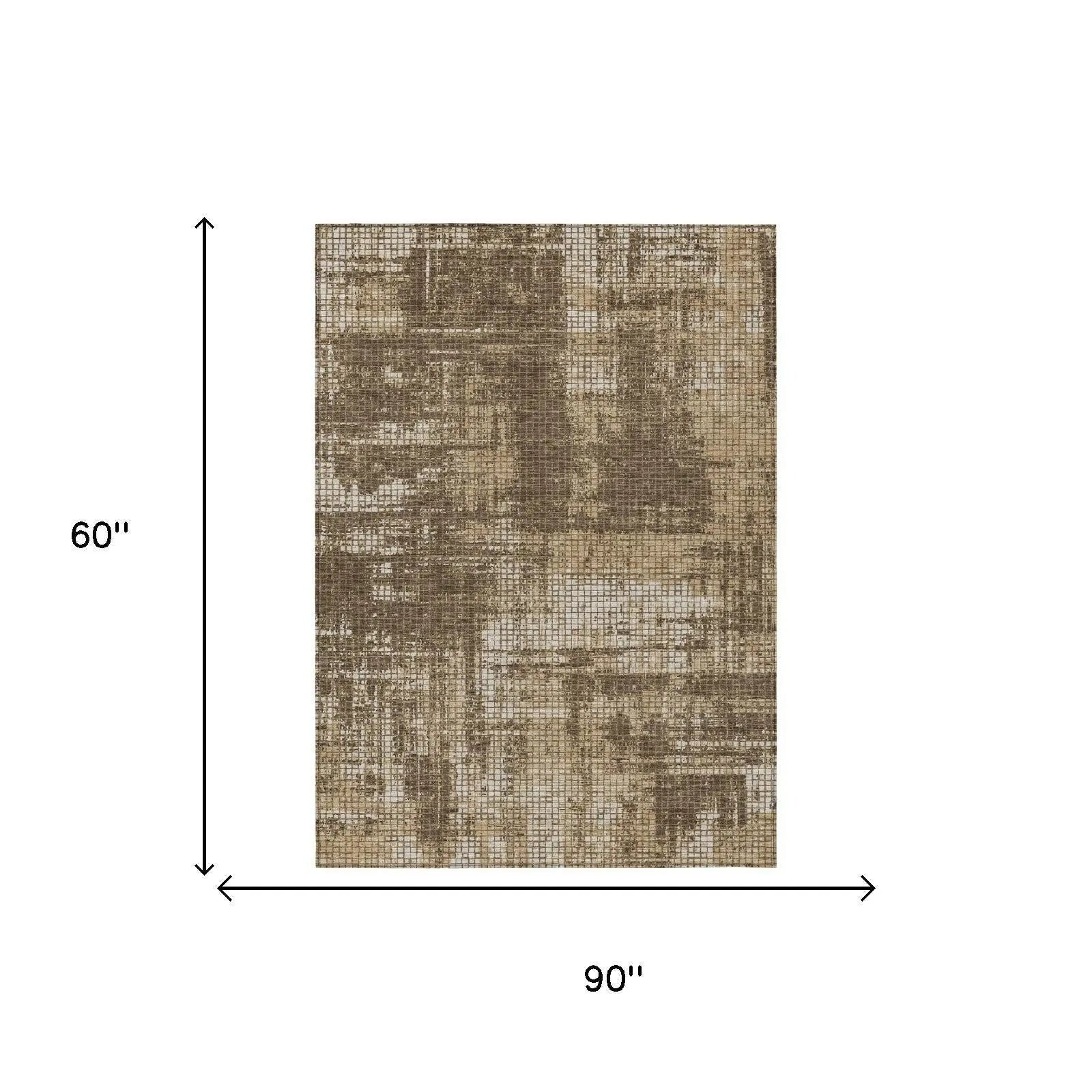 5' X 8' Brown And Beige Abstract Washable Indoor Outdoor Area Rug Homeroots Outdoor