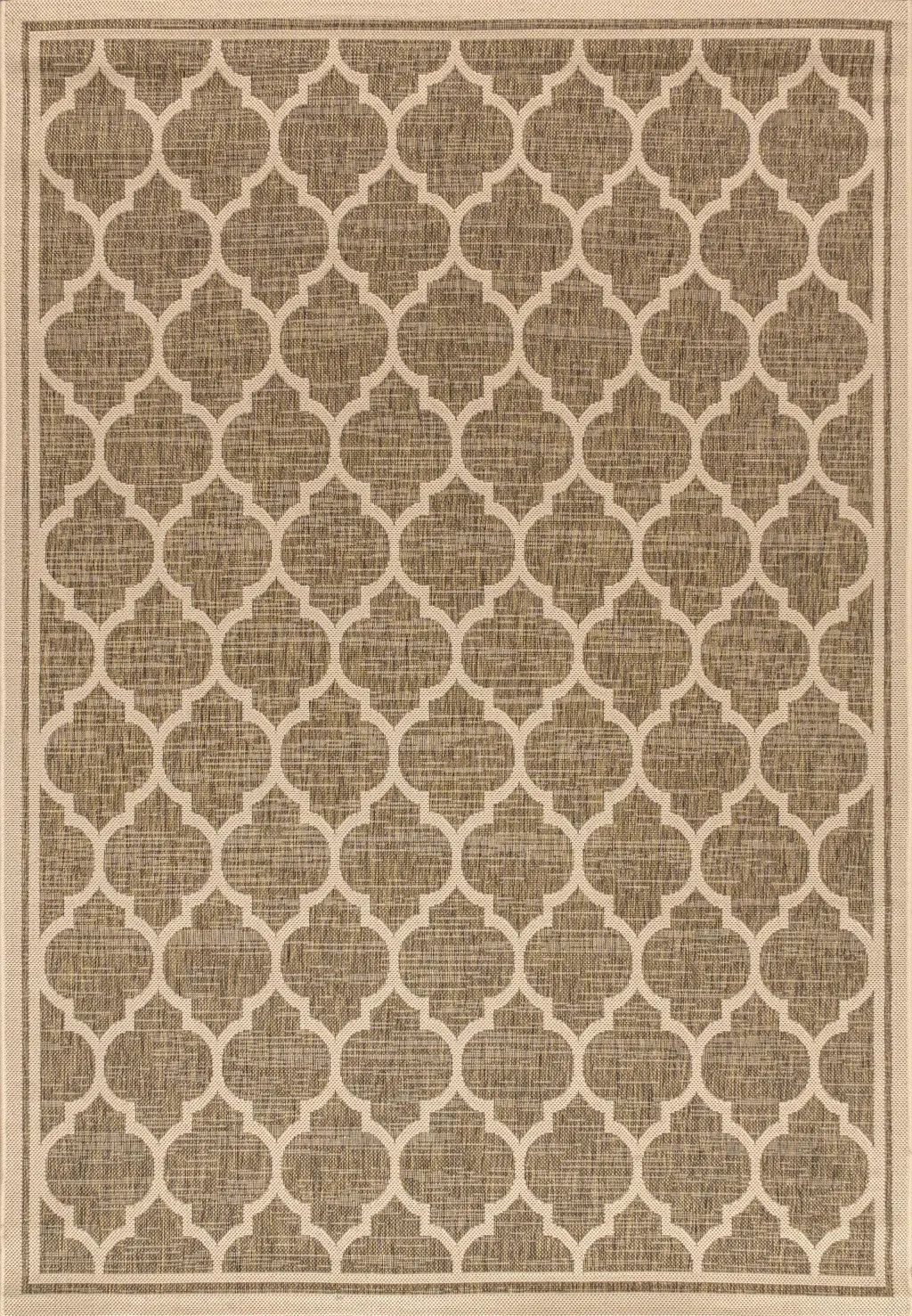 5' X 8' Brown And Beige Geometric Indoor Outdoor Area Rug Homeroots Outdoor