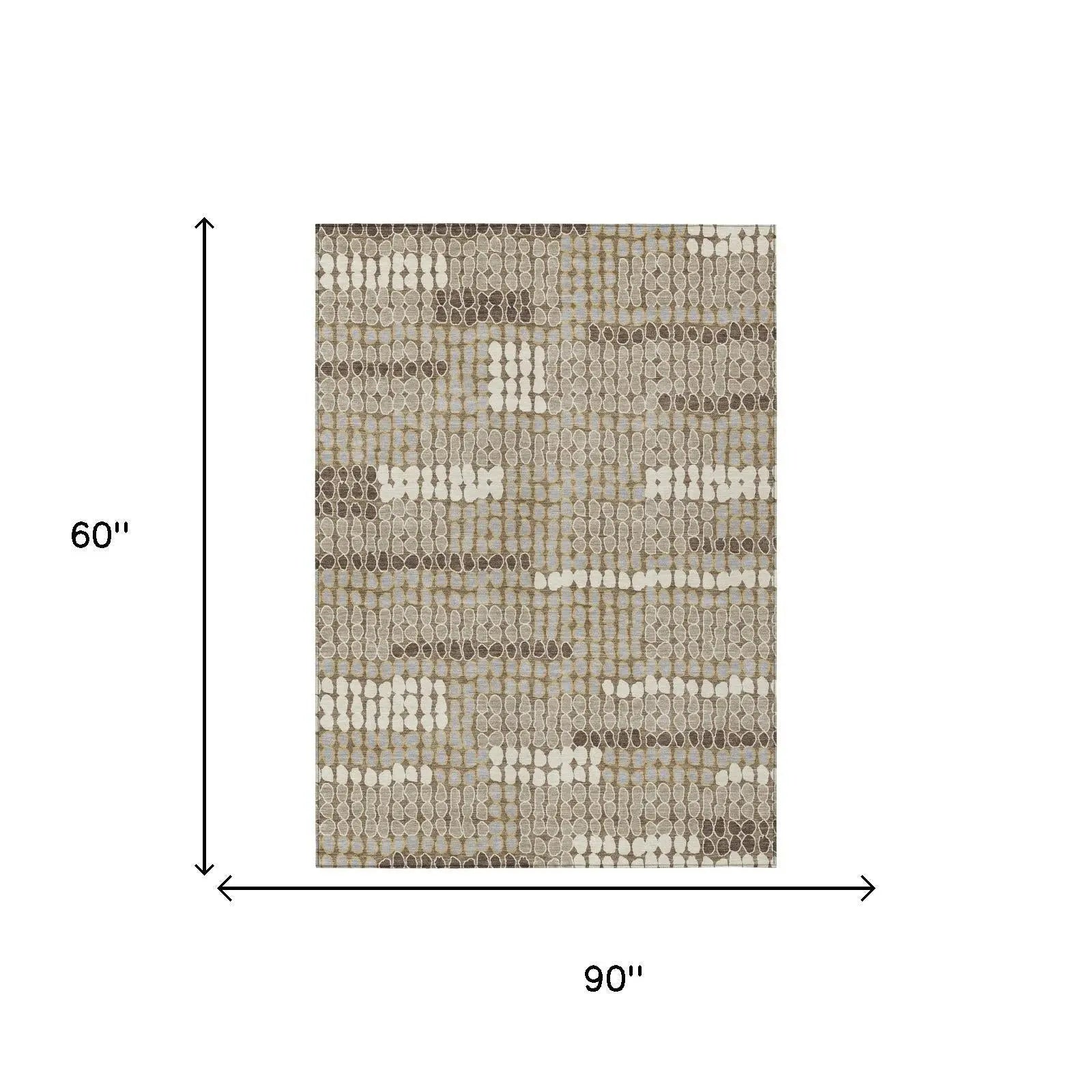 5' X 8' Brown And Beige Geometric Washable Indoor Outdoor Area Rug Homeroots Outdoor