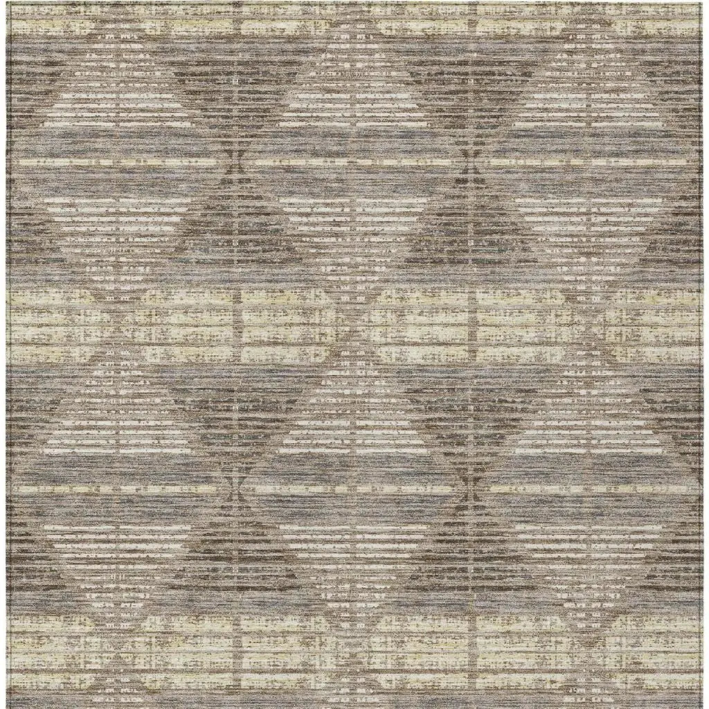 5' X 8' Brown And Beige Geometric Washable Indoor Outdoor Area Rug Homeroots Outdoor