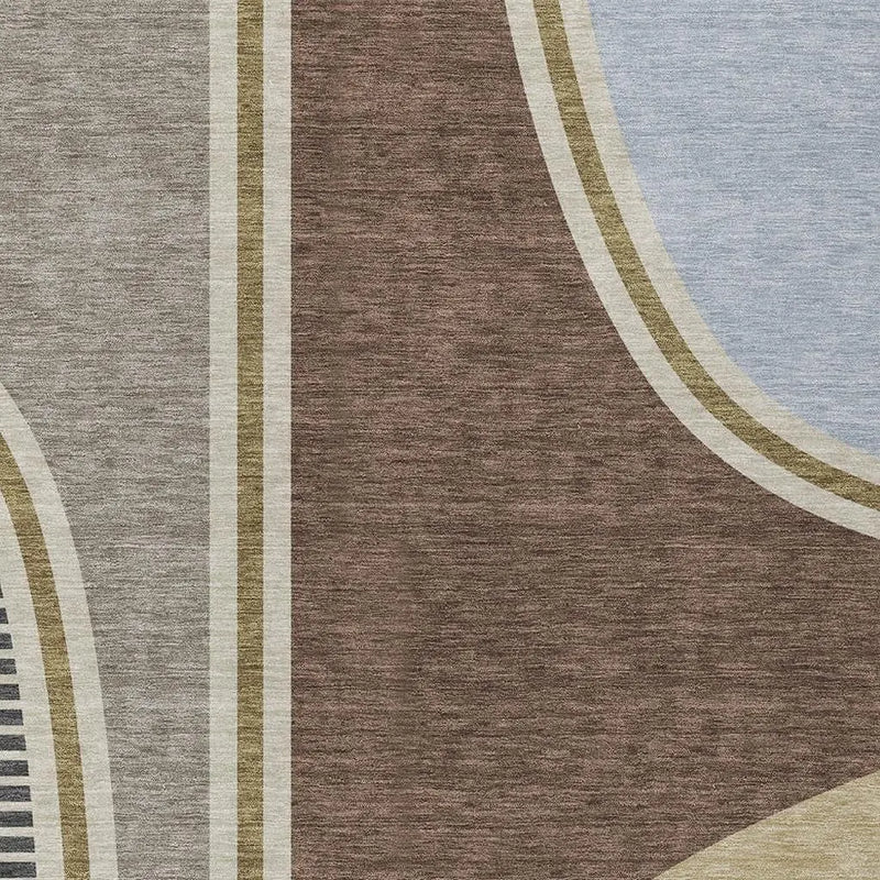 5' X 8' Brown And Beige Geometric Washable Indoor Outdoor Area Rug Homeroots Outdoor