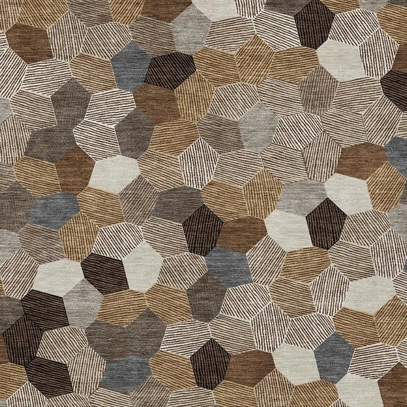 5' X 8' Brown And Beige Geometric Washable Indoor Outdoor Area Rug Homeroots Outdoor