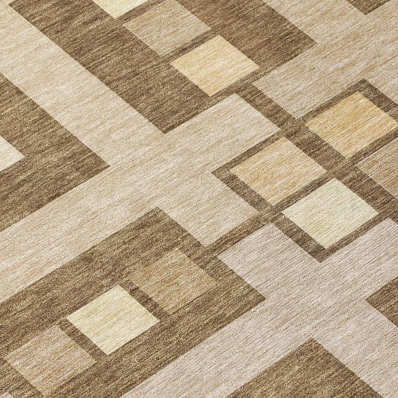 5' X 8' Brown And Beige Geometric Washable Indoor Outdoor Area Rug Homeroots Outdoor