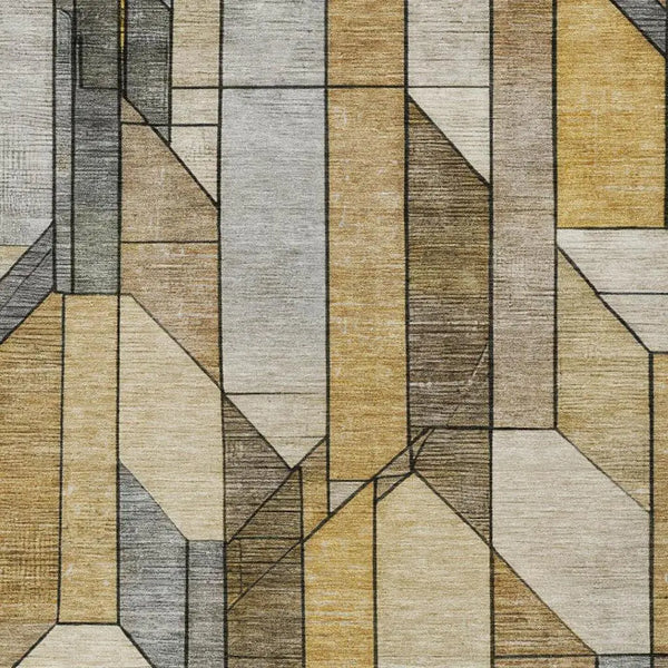 5' X 8' Brown And Beige Geometric Washable Indoor Outdoor Area Rug Homeroots Outdoor