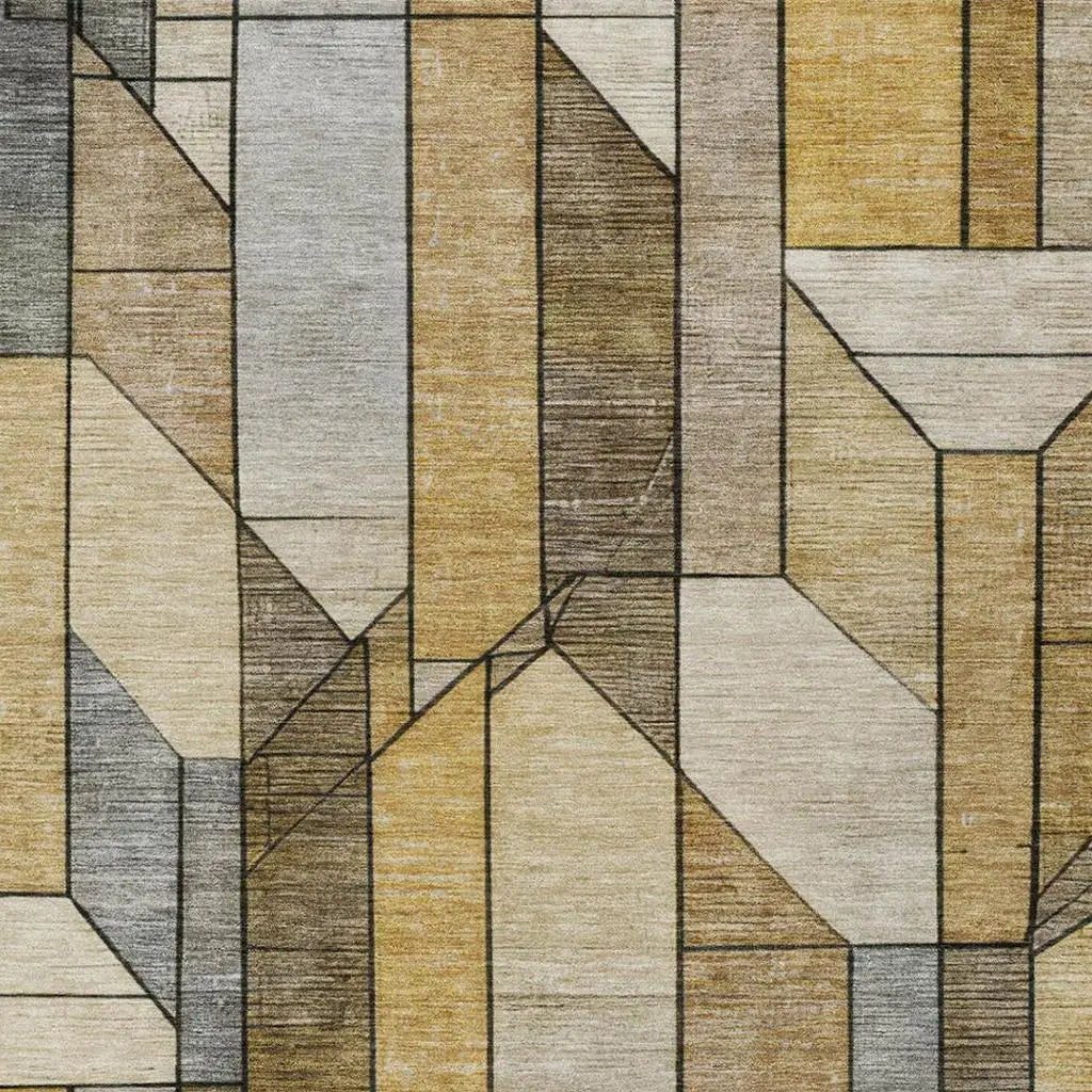 5' X 8' Brown And Beige Geometric Washable Indoor Outdoor Area Rug Homeroots Outdoor