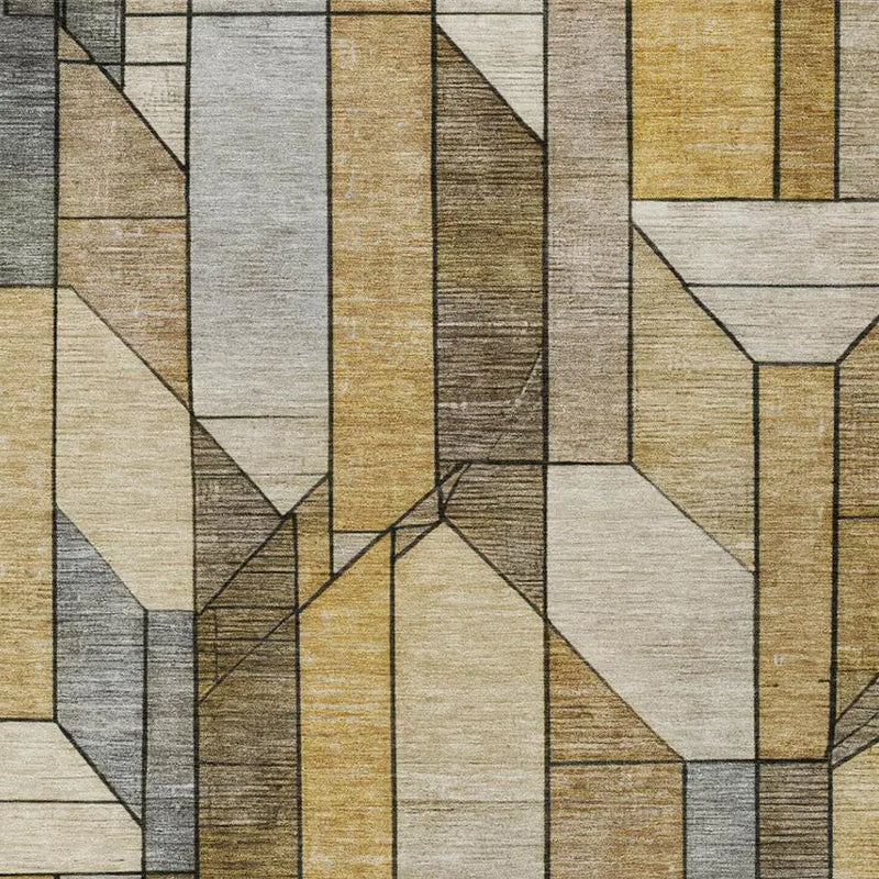 5' X 8' Brown And Beige Geometric Washable Indoor Outdoor Area Rug Homeroots Outdoor