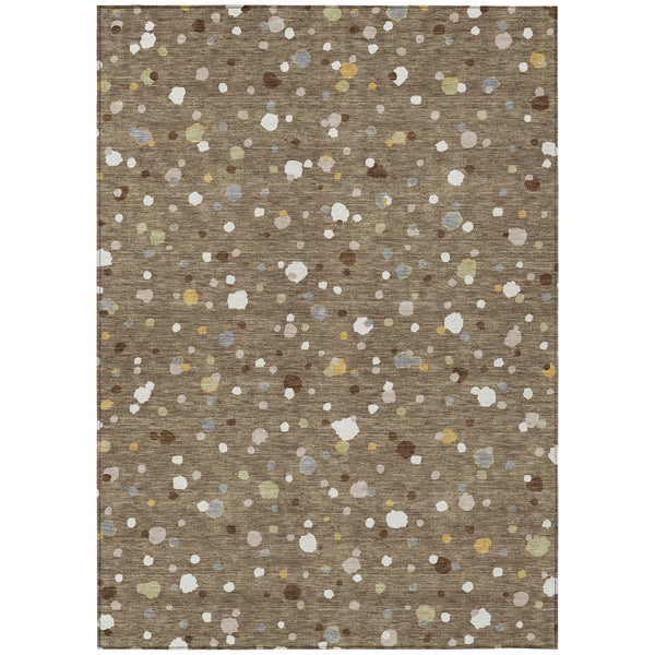 5' X 8' Brown And Beige Geometric Washable Indoor Outdoor Area Rug Homeroots Outdoor