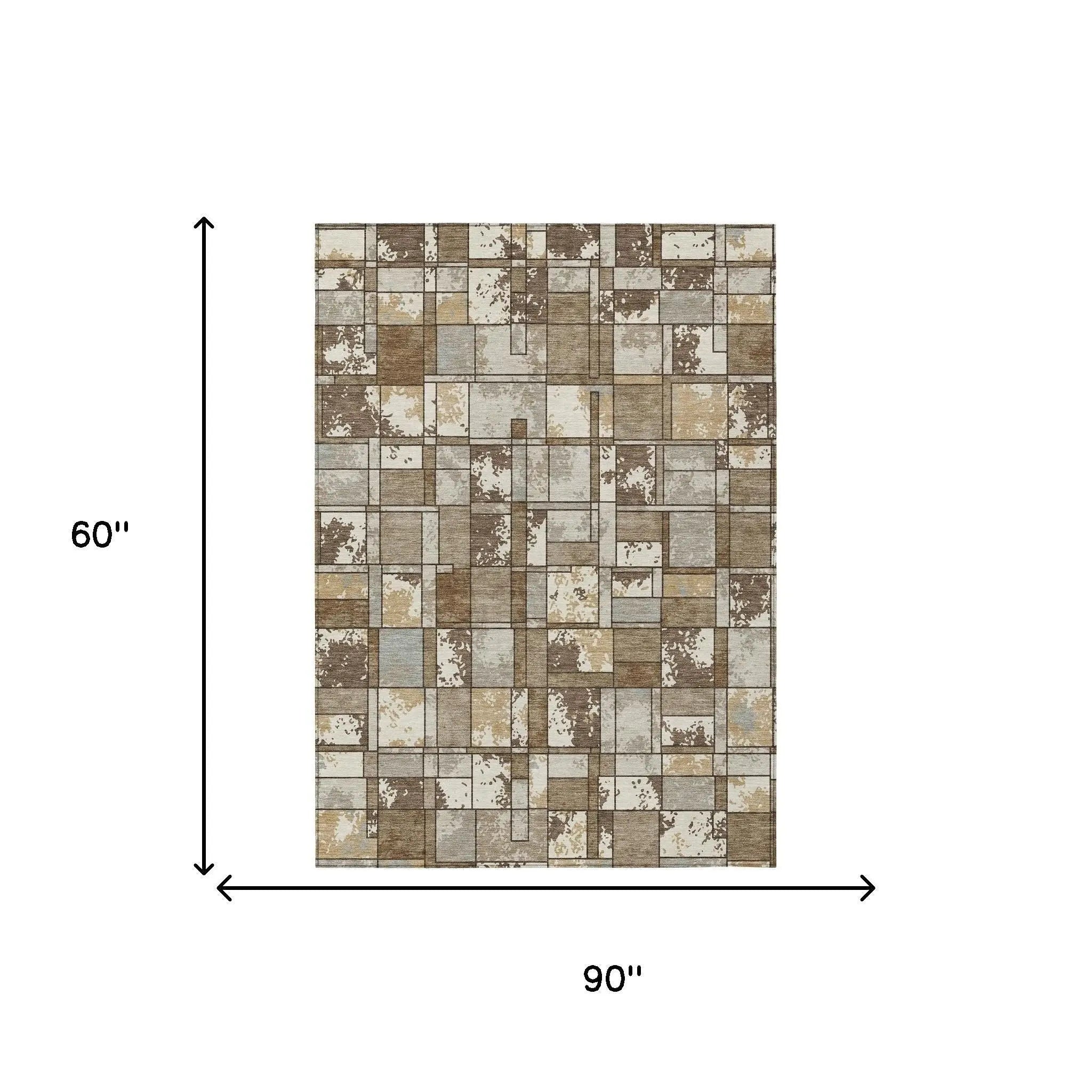 5' X 8' Brown And Beige Geometric Washable Indoor Outdoor Area Rug Homeroots Outdoor
