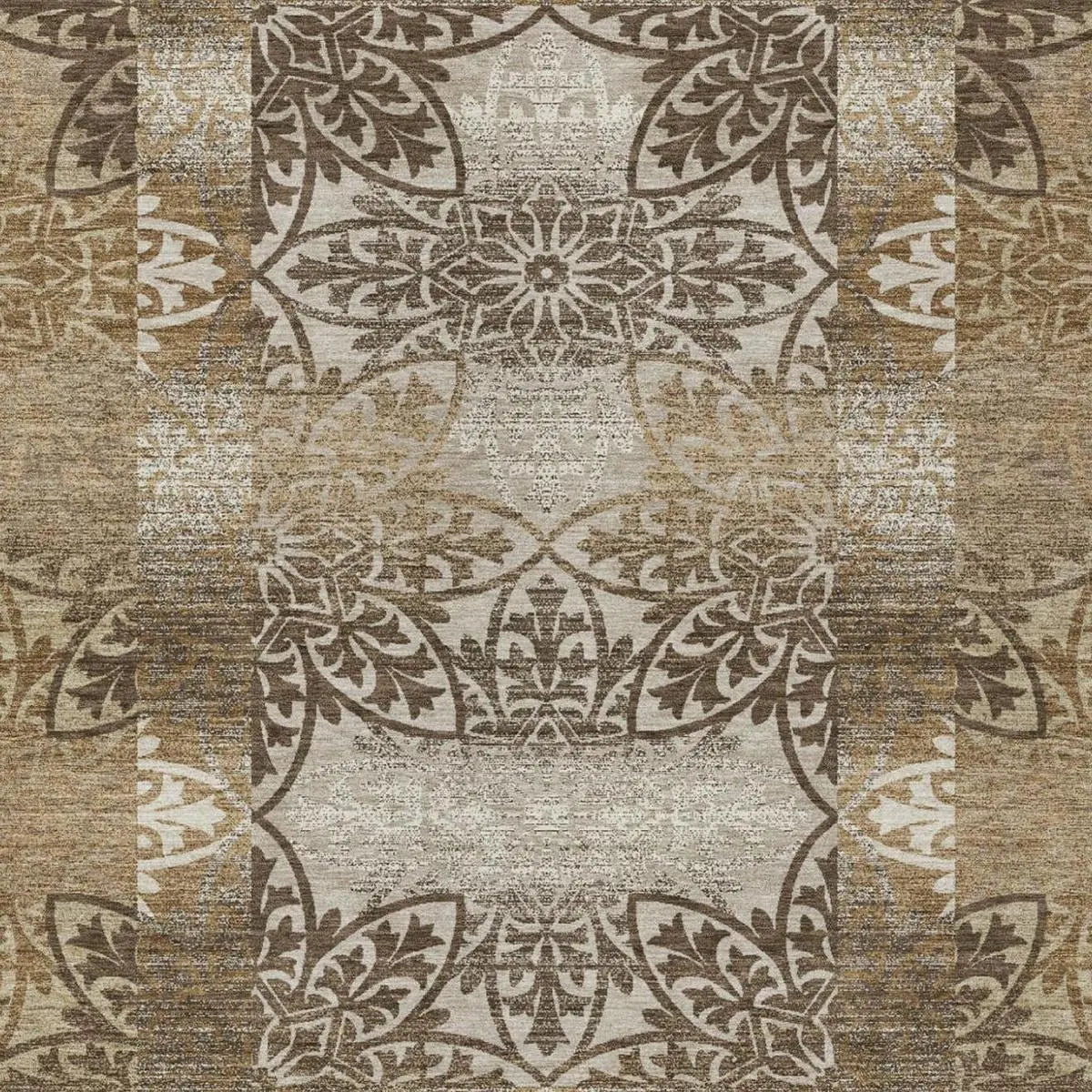 5' X 8' Brown And Beige Oriental Washable Indoor Outdoor Area Rug Homeroots Outdoor