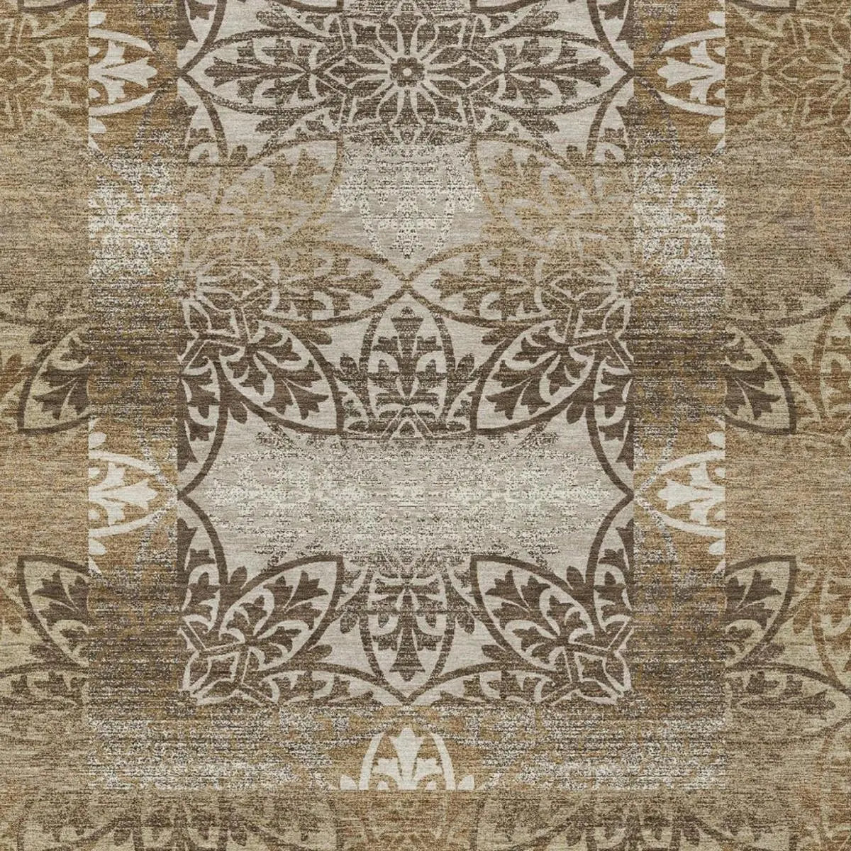 5' X 8' Brown And Beige Oriental Washable Indoor Outdoor Area Rug Homeroots Outdoor