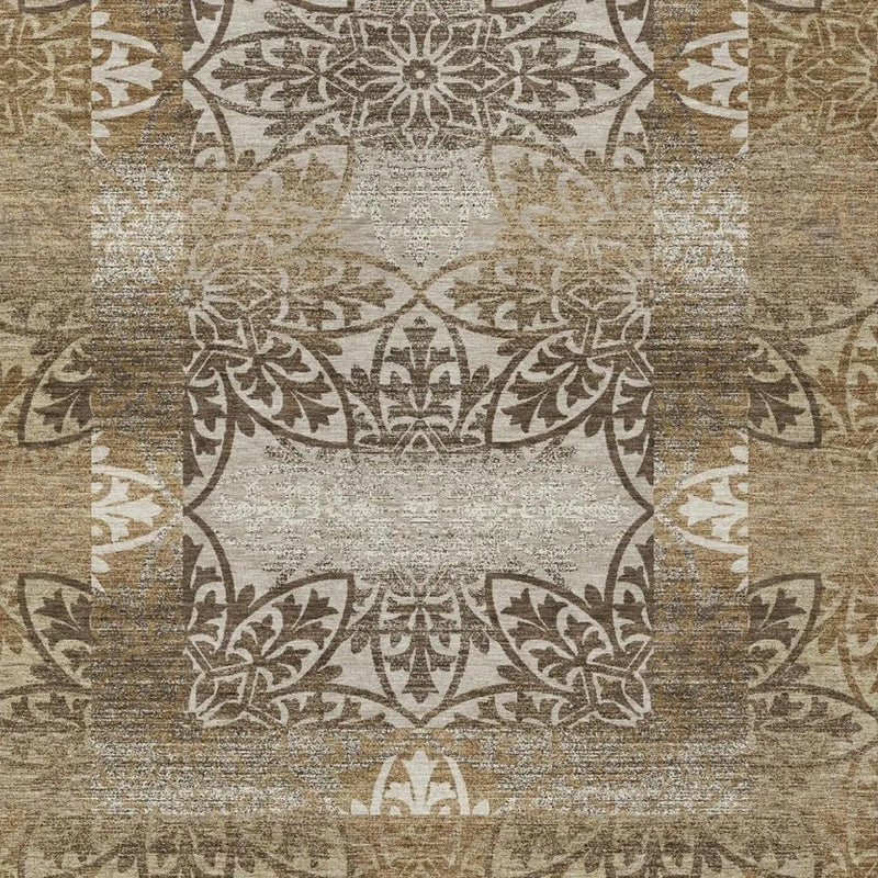 5' X 8' Brown And Beige Oriental Washable Indoor Outdoor Area Rug Homeroots Outdoor