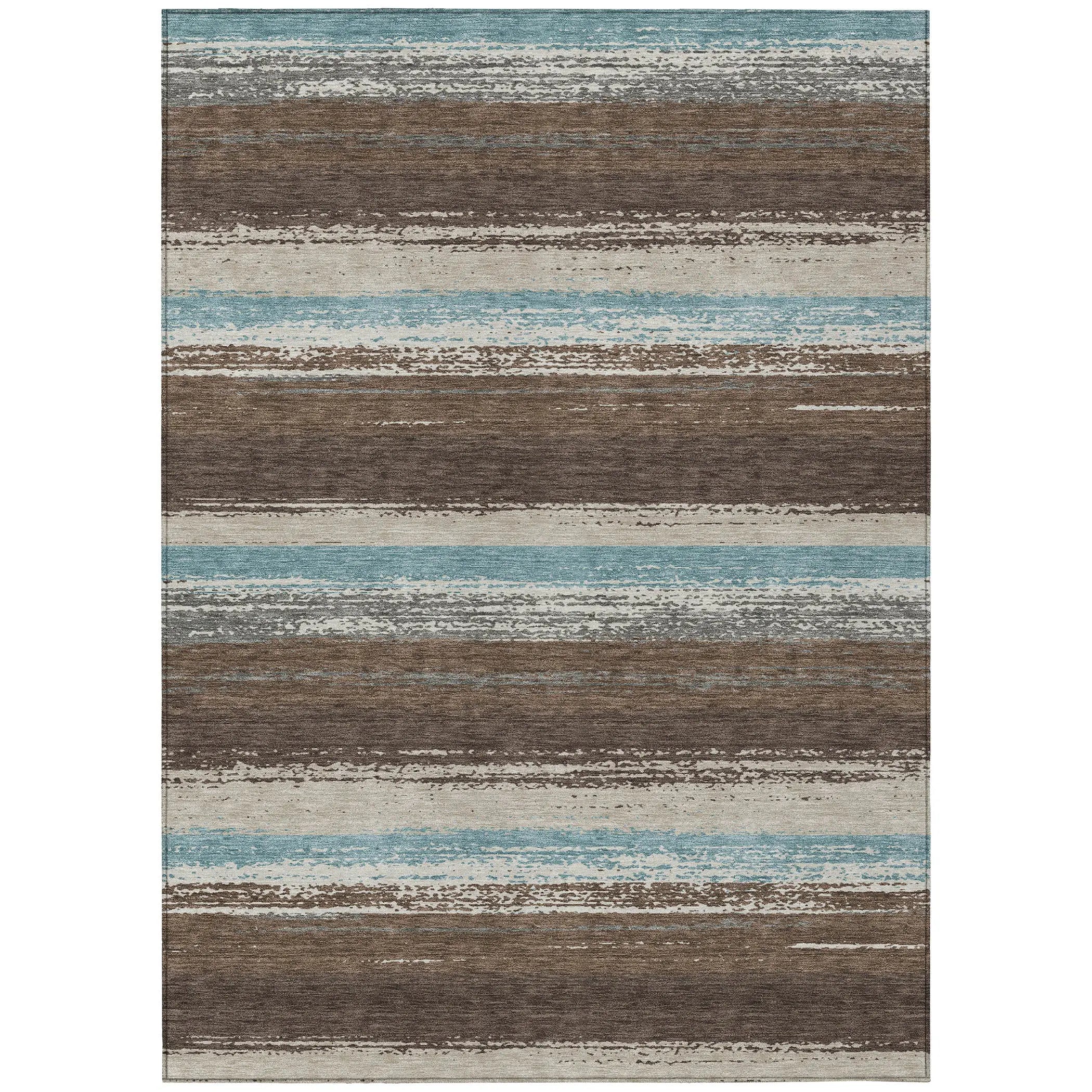 5' X 8' Brown And Beige Striped Washable Indoor Outdoor Area Rug Homeroots Outdoor