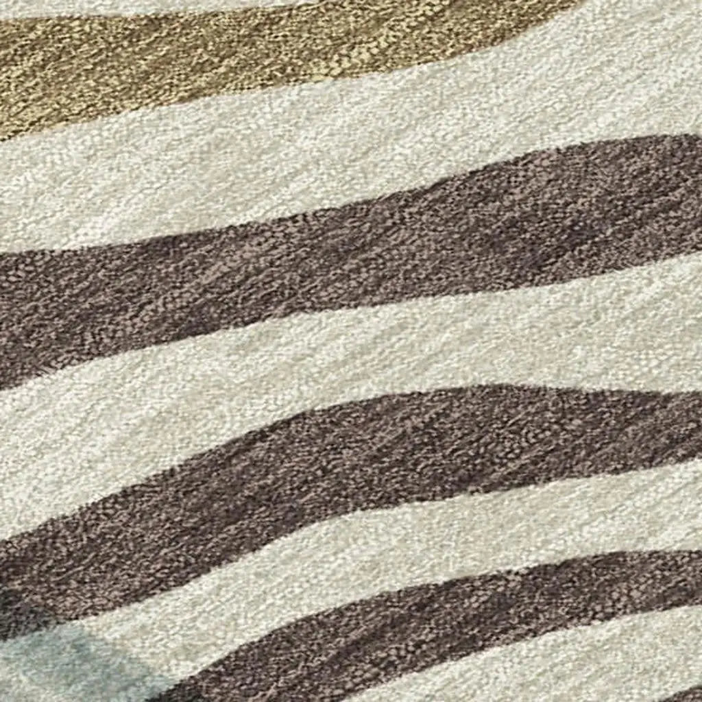 5' X 8' Brown And Beige Zebra Print Washable Indoor Outdoor Area Rug Homeroots Outdoor