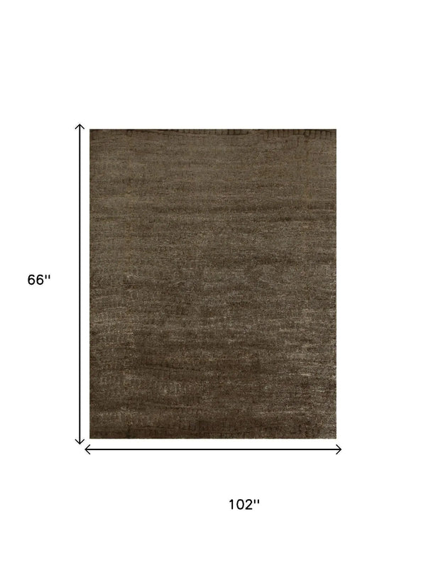 5' X 8' Brown And Black Abstract Hand Knotted Area Rug Homeroots Home Decor