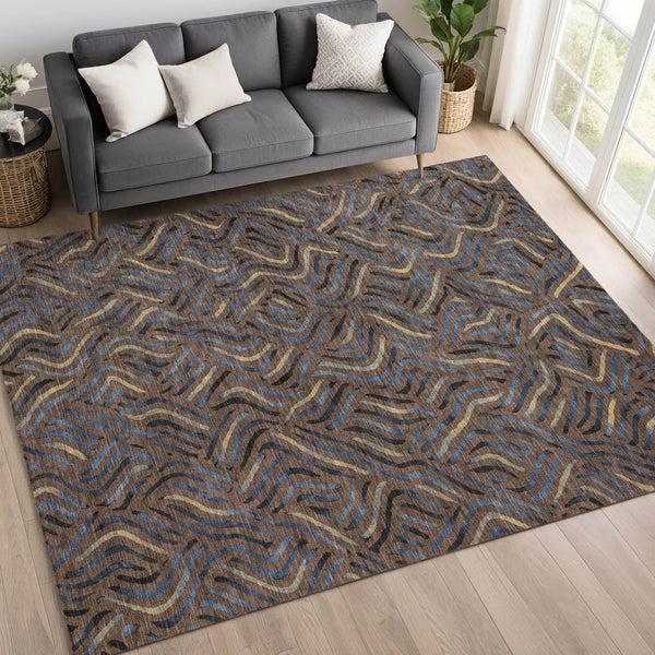 5' X 8' Brown And Black Abstract Washable Indoor Outdoor Area Rug Homeroots Outdoor