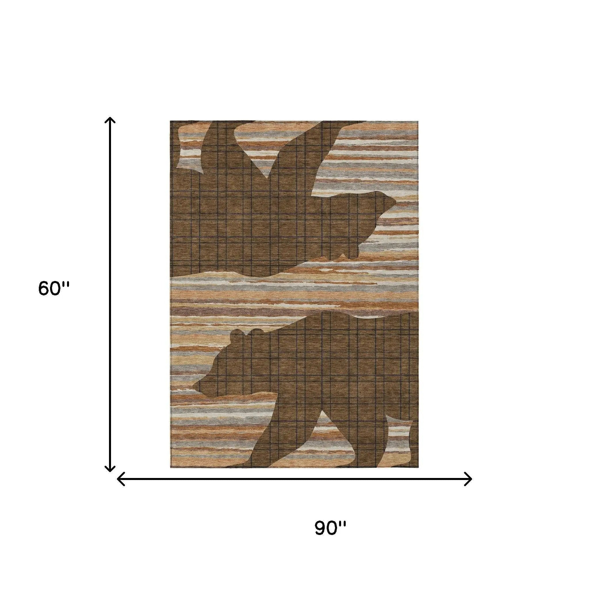 5' X 8' Brown And Black Abstract Washable Indoor Outdoor Area Rug Homeroots Outdoor