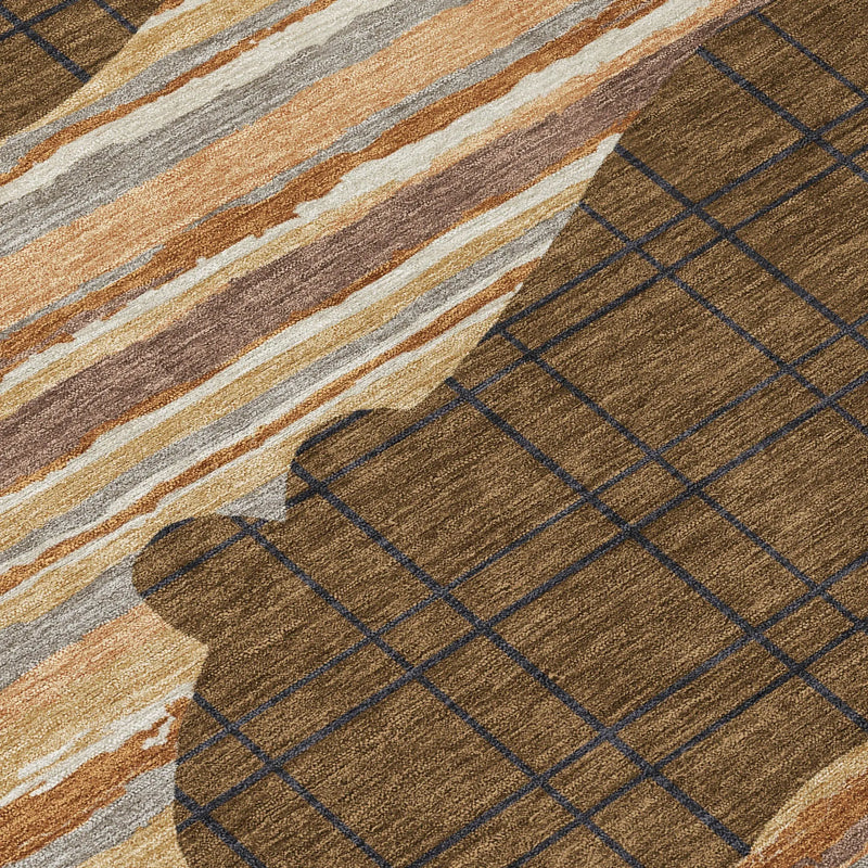 5' X 8' Brown And Black Abstract Washable Indoor Outdoor Area Rug Homeroots Outdoor
