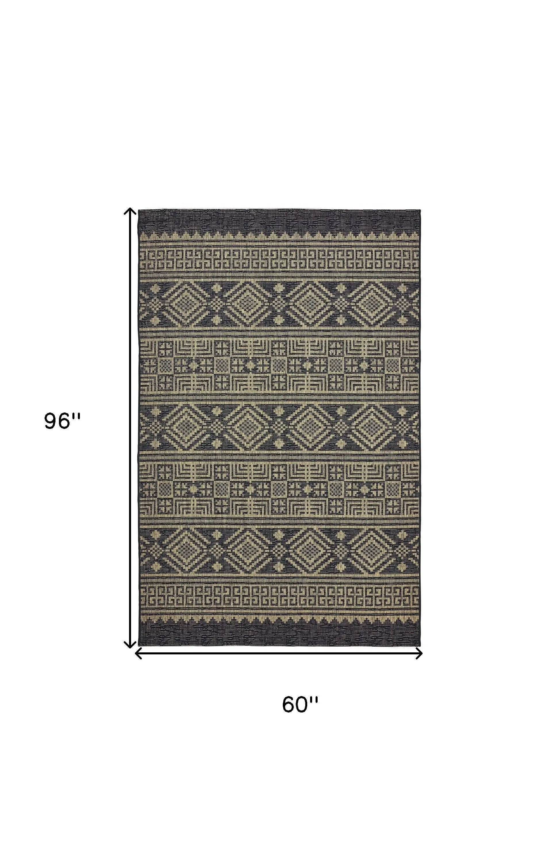 5' X 8' Brown And Black Indoor Outdoor Area Rug Homeroots Outdoor