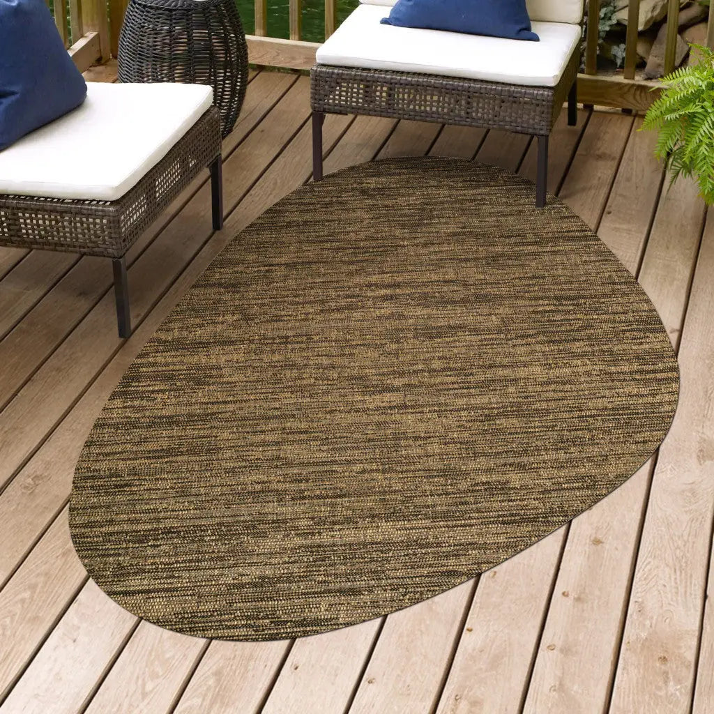 5' X 8' Brown And Black Medallion Indoor Outdoor Area Rug Homeroots Outdoor